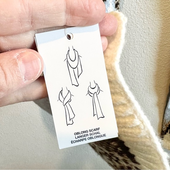 Lands End Women’s Fair Isle Blue Brown Cozy Soft Cotton Wool Scarf Outdoor NWT - Picture 5 of 7